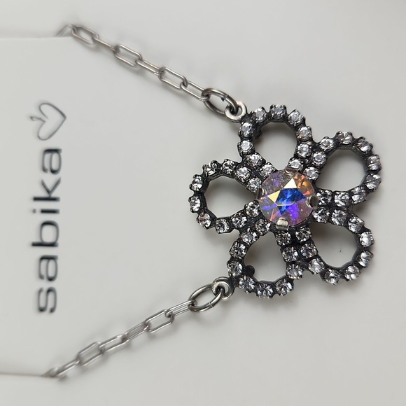 Sabika Silver Flower Pendant Necklace - Picture 2 of 4